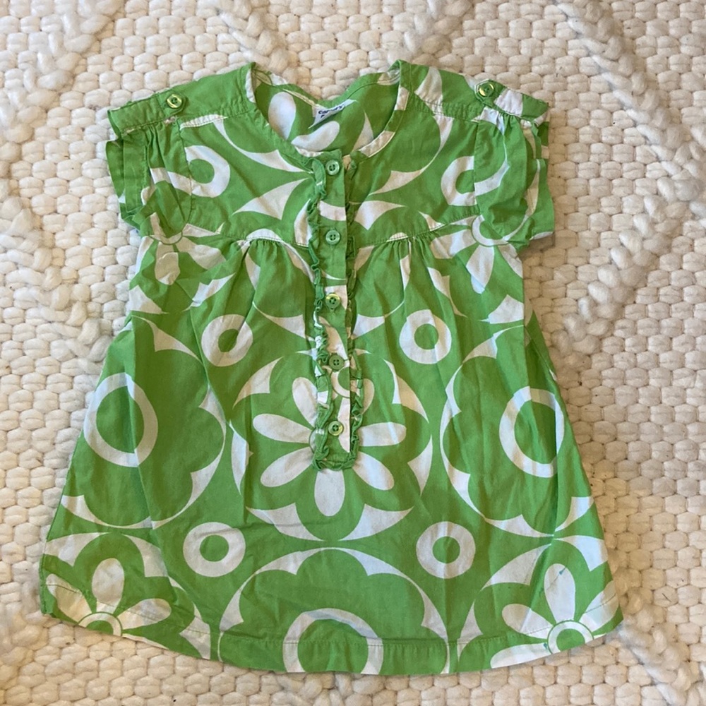 2T green floral print top, play condition